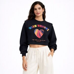 Farm Rio Warm Welcome Cropped Sweatshirt